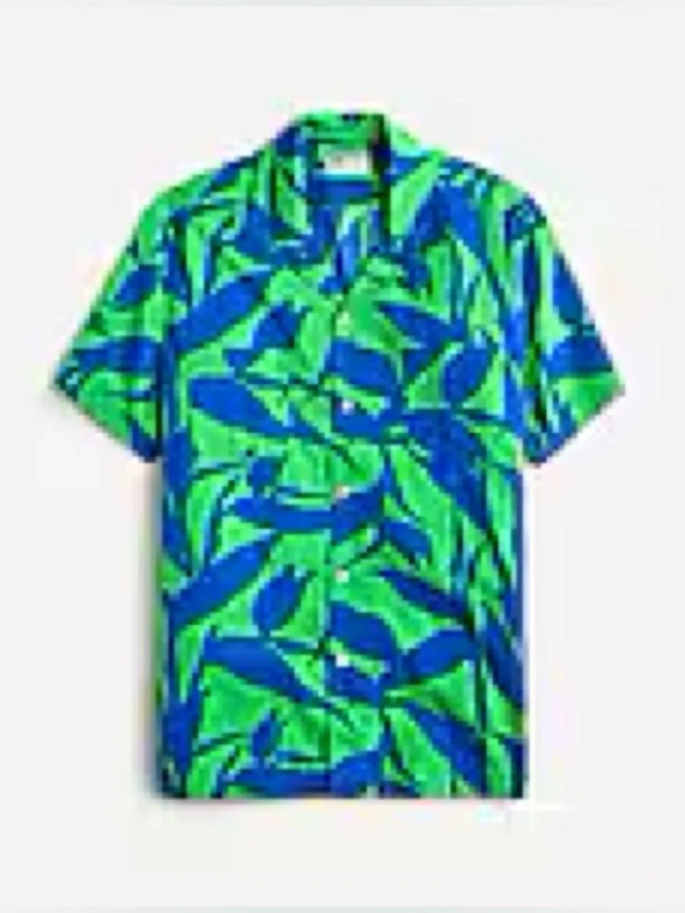 Short-sleeve slub cotton camp-collar shirt in print
